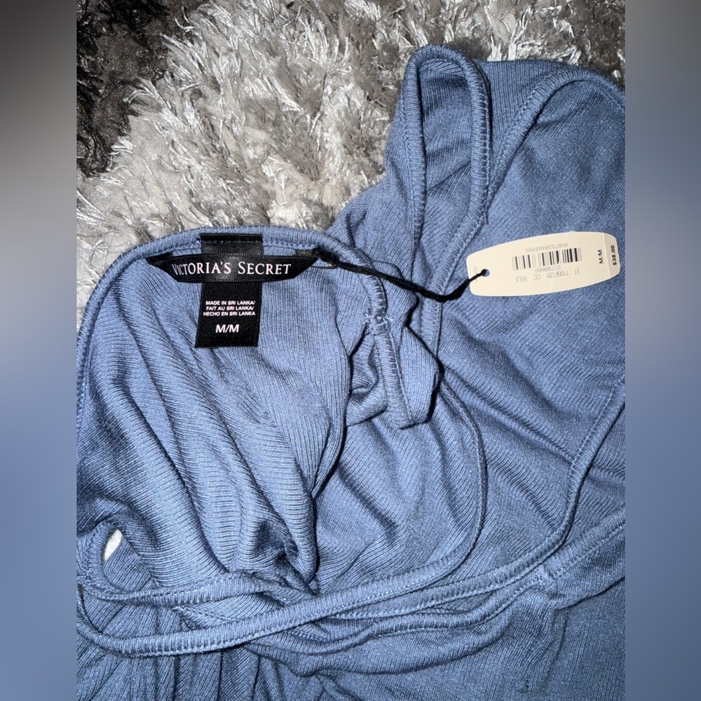 Victoria's Secret Light Blue Super Soft Modal dress RACERBACK M NWT Ribbed - Picture 3 of 4